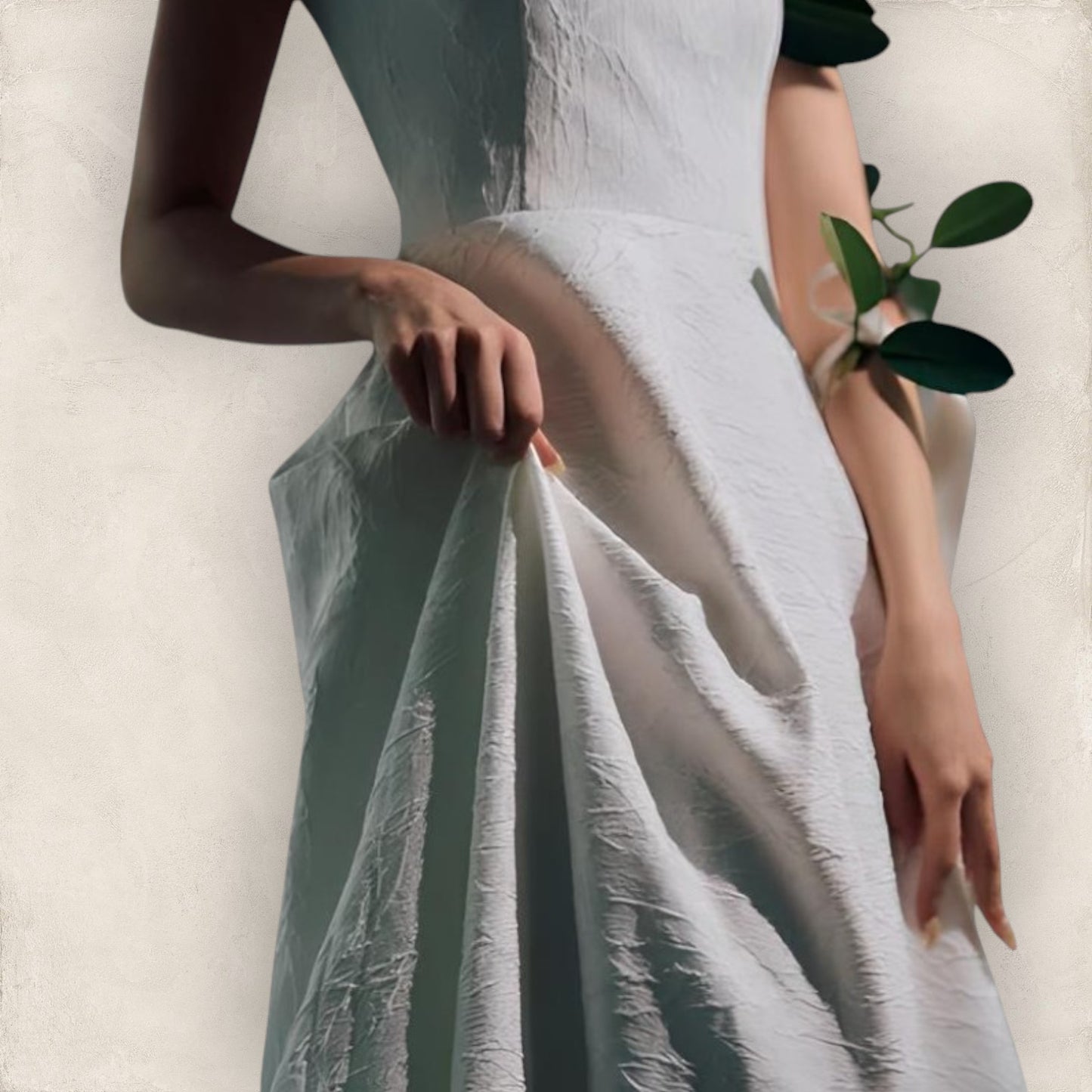 Draped V-Back Wedding Gown