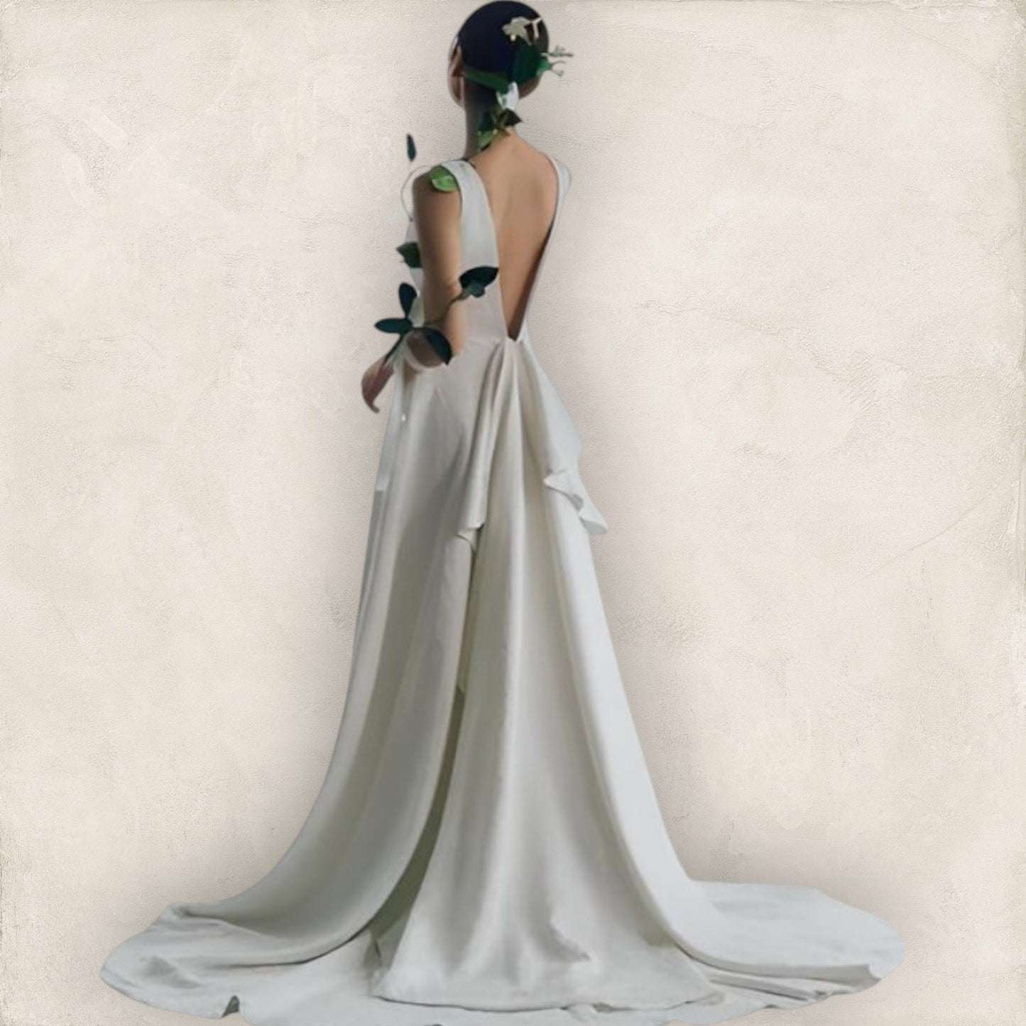 Draped V-Back Wedding Gown