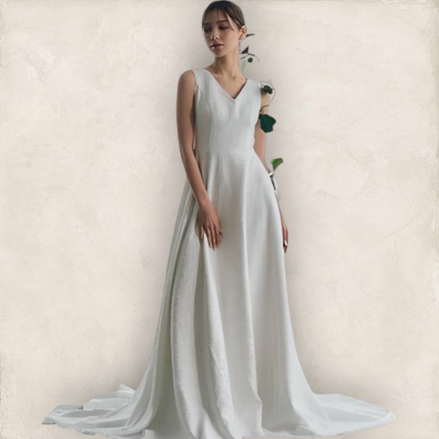 Draped V-Back Wedding Gown