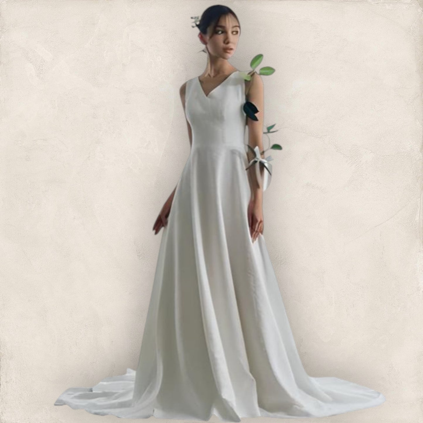 Draped V-Back Wedding Gown