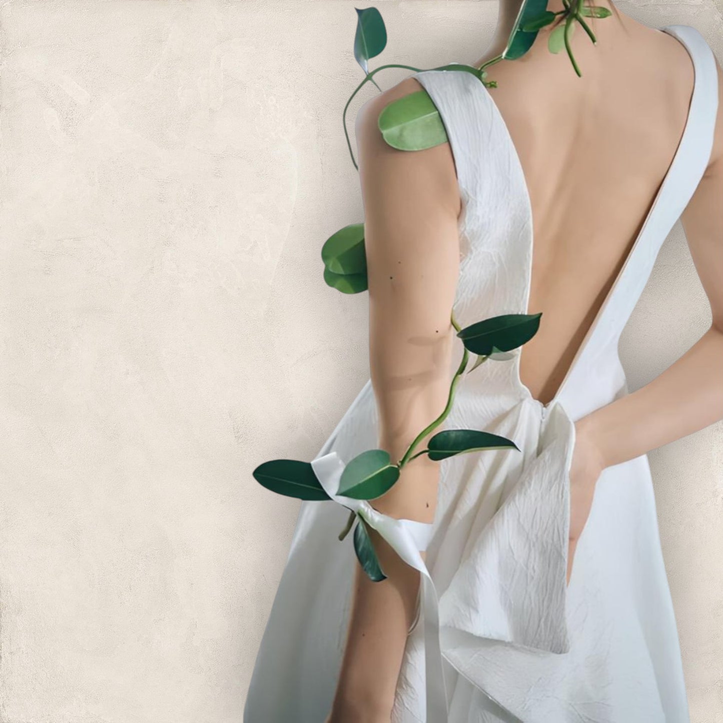 Draped V-Back Wedding Gown