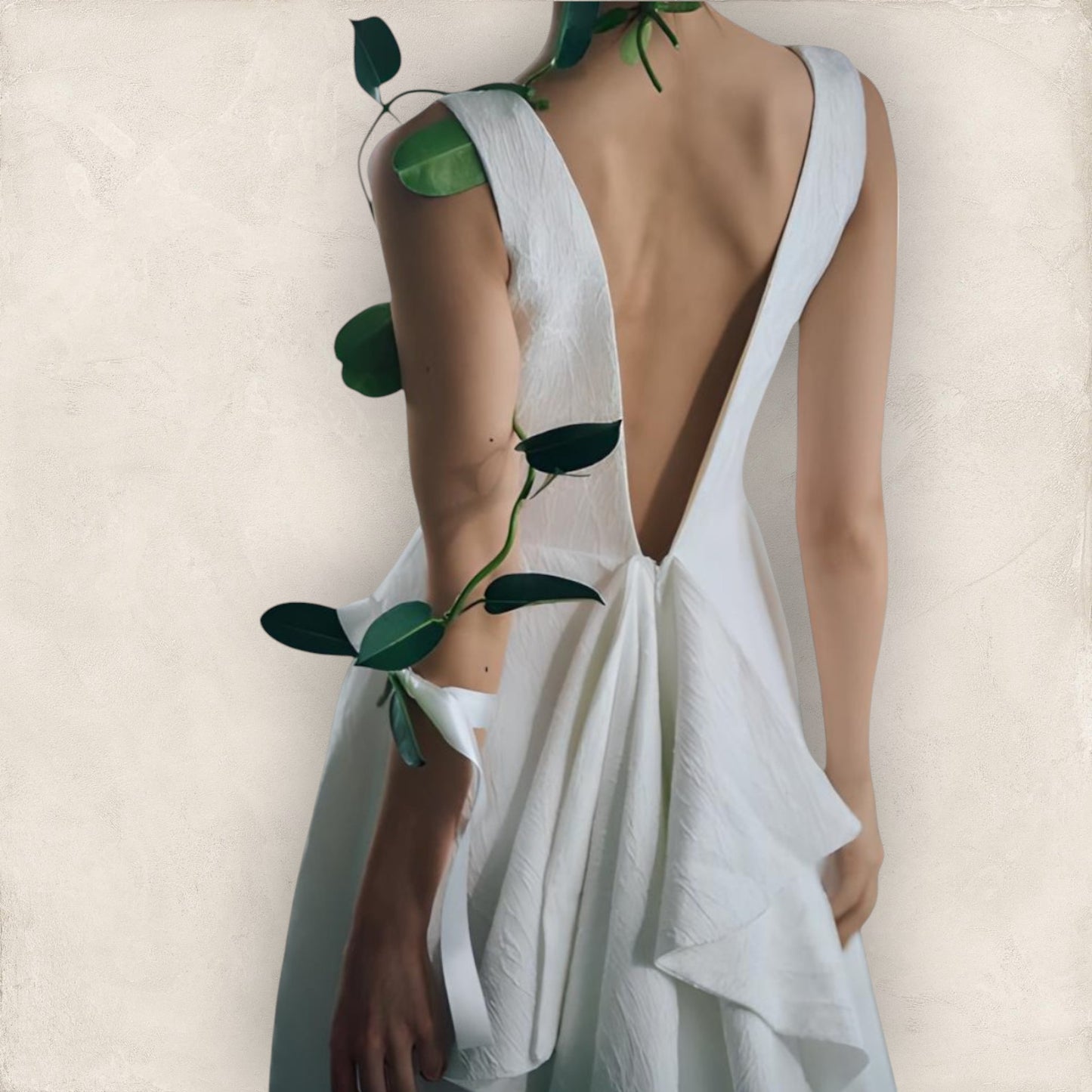 Draped V-Back Wedding Gown
