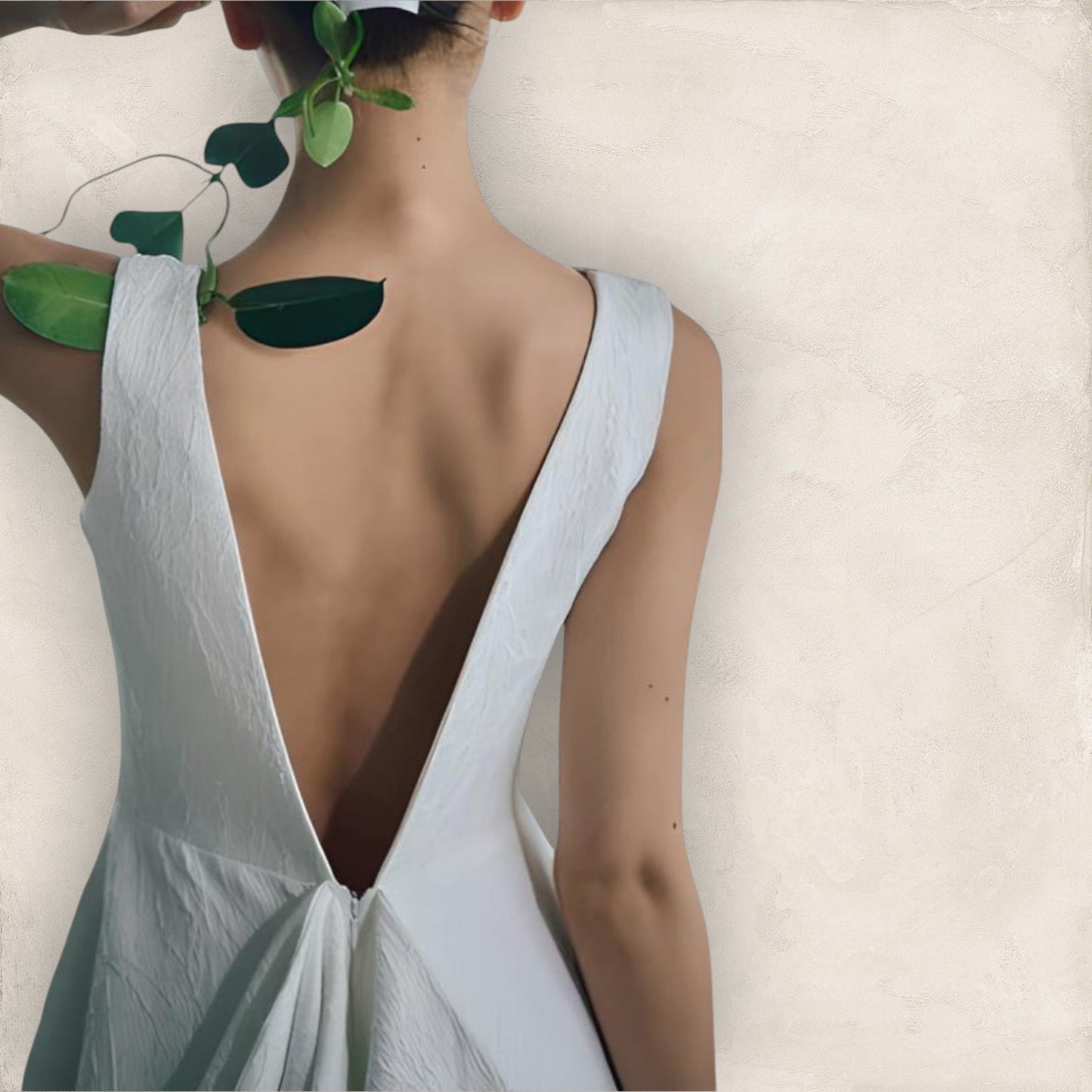 Draped V-Back Wedding Gown