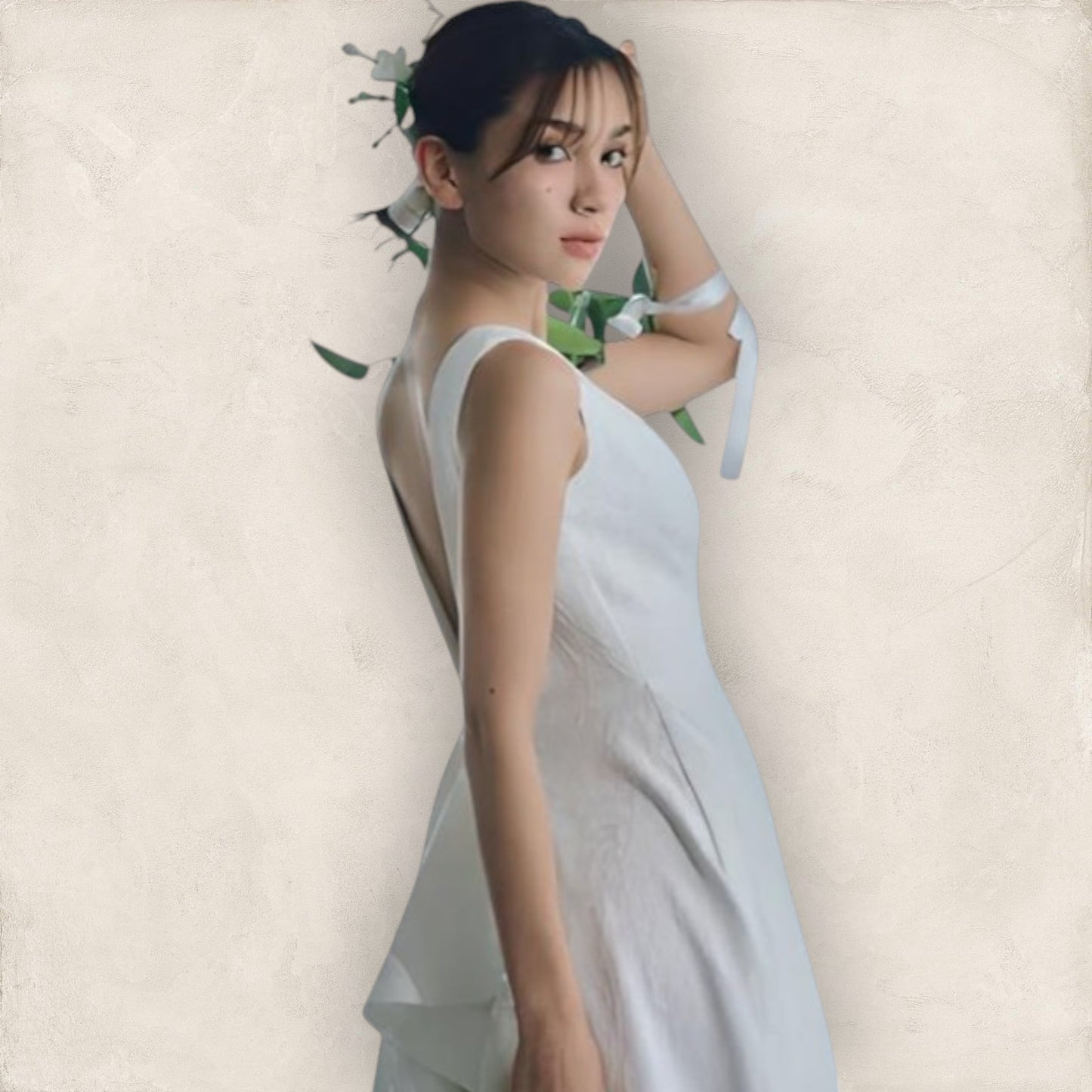 Draped V-Back Wedding Gown