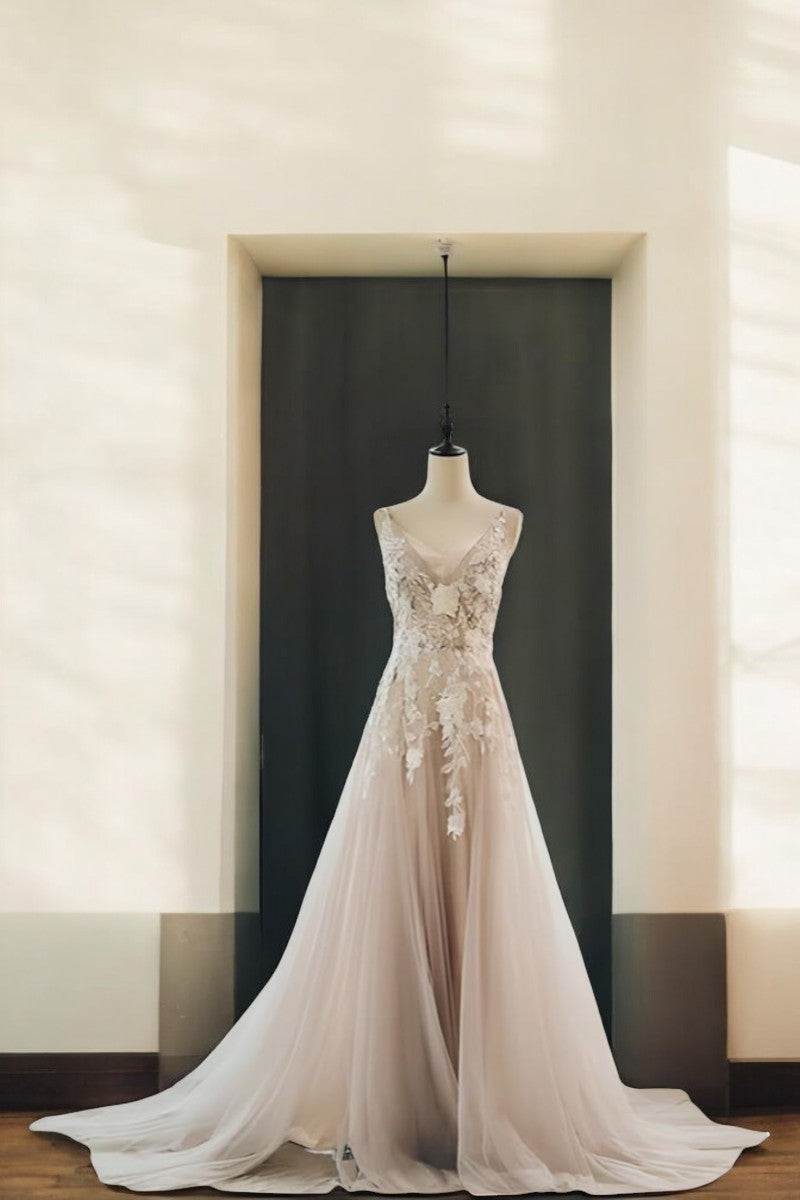 Floral Cascade Sheer Wedding Gown