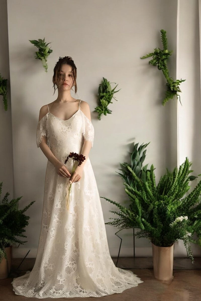 Boho-Style Lace Bridal Gown