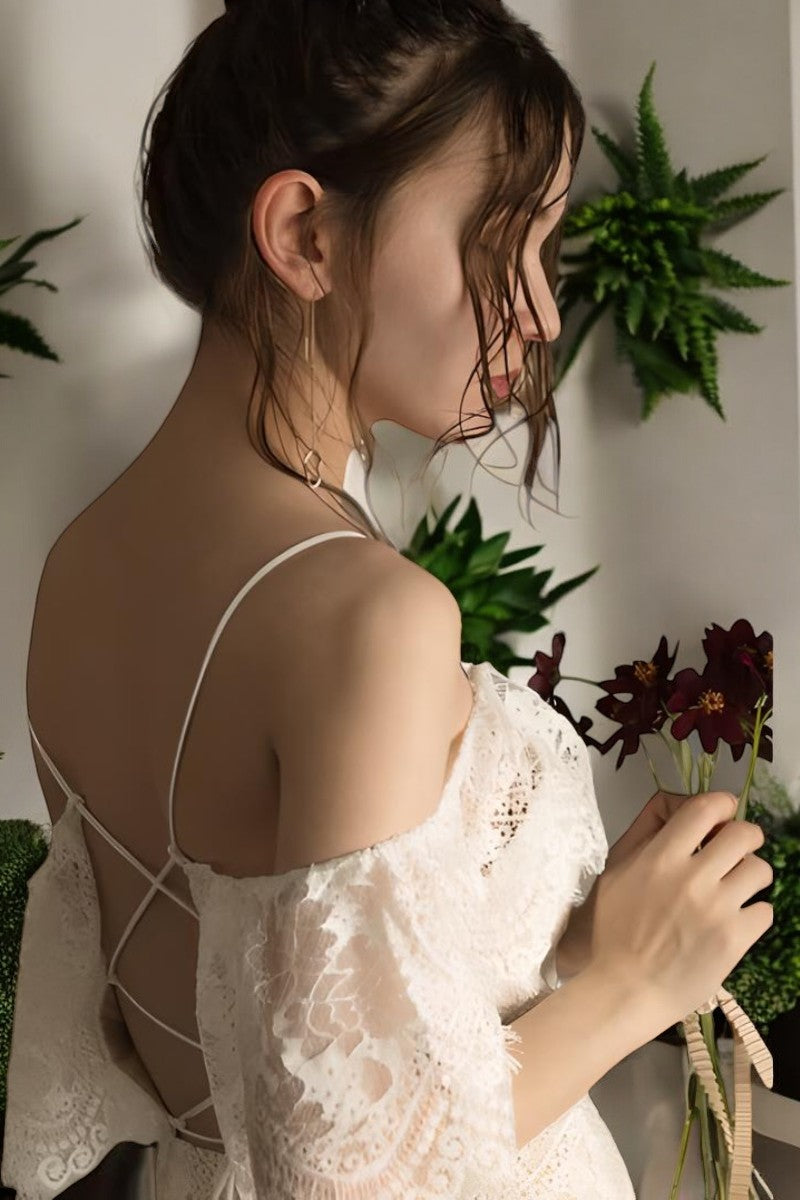 Boho-Style Lace Bridal Gown