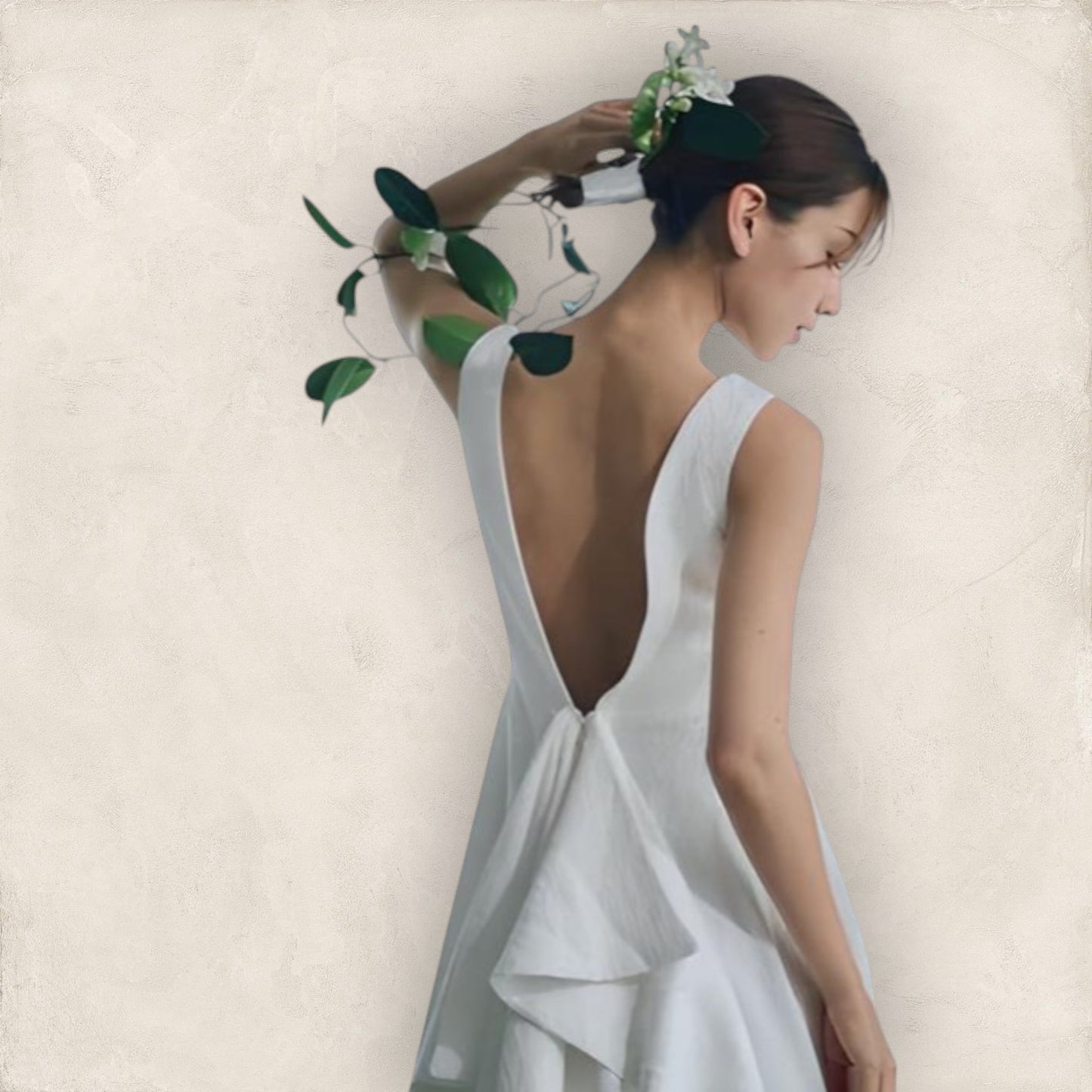 Draped V-Back Wedding Gown